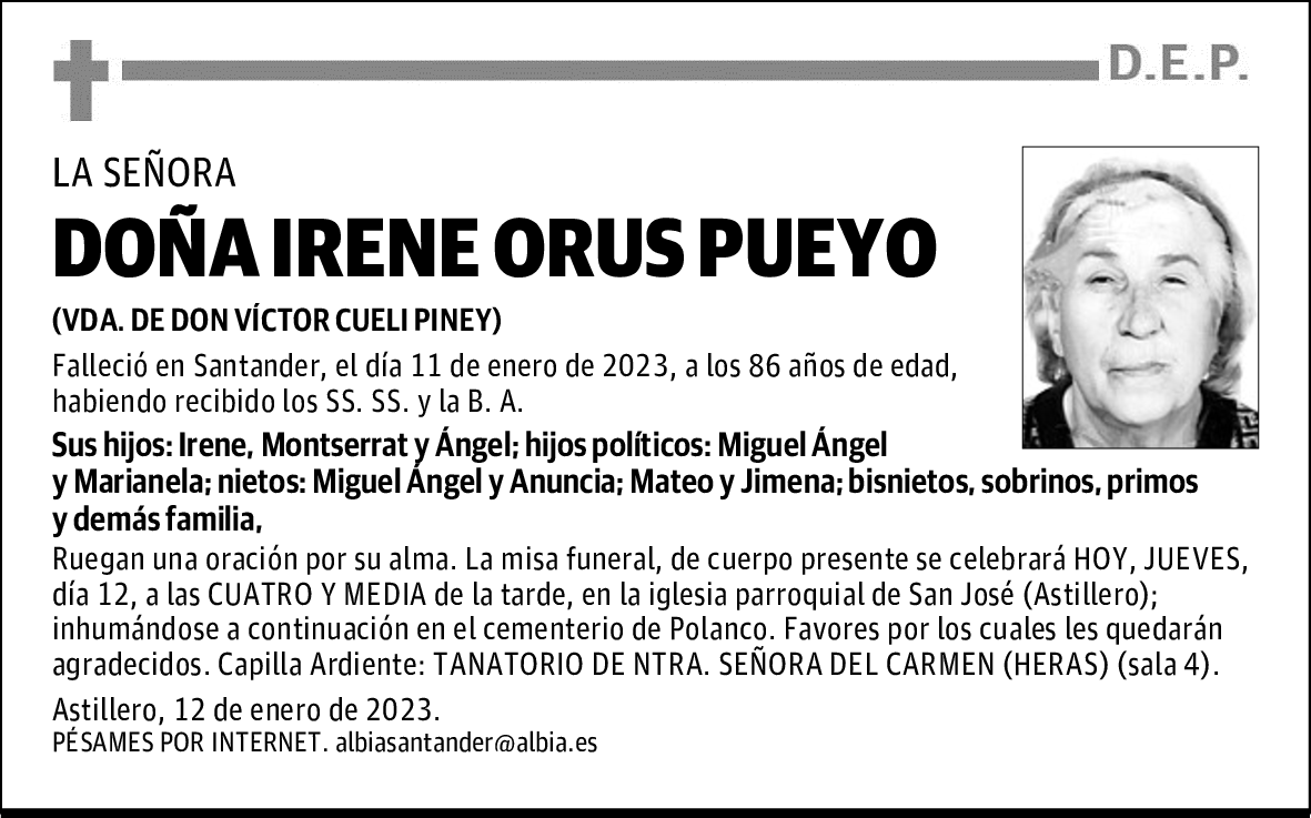 DOÑA IRENE ORUS PUEYO