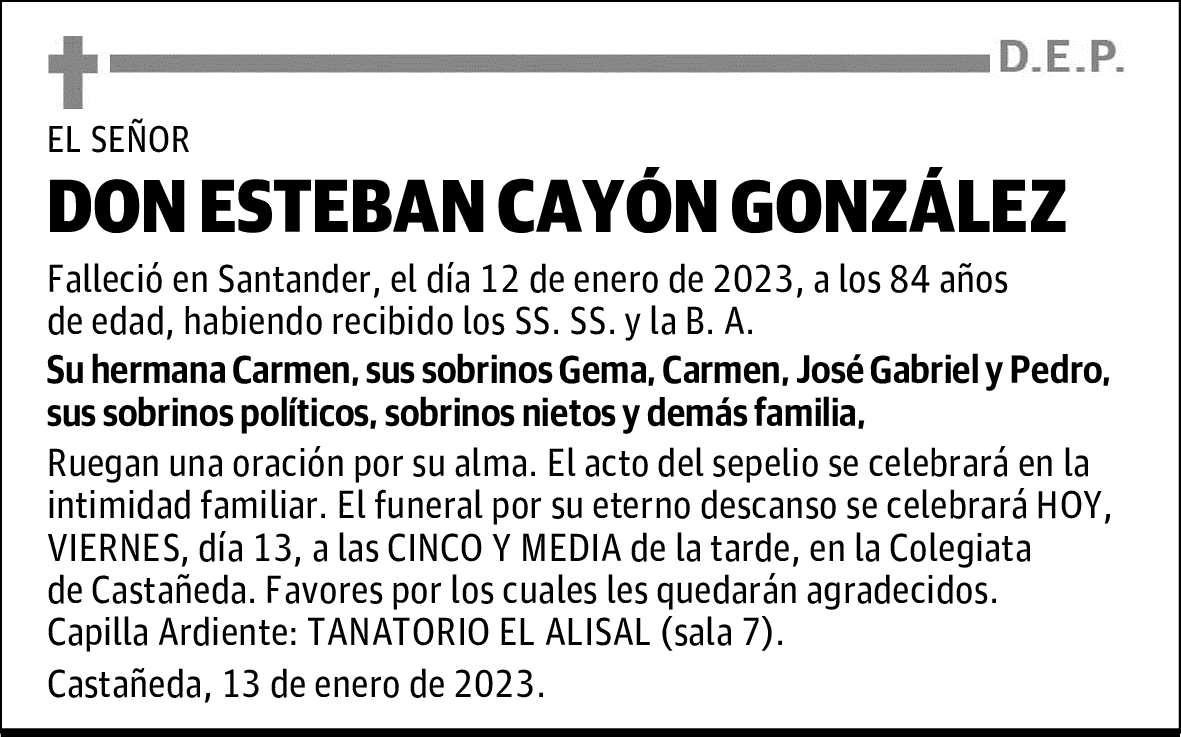DON ESTEBAN CAYÓN GONZÁLEZ