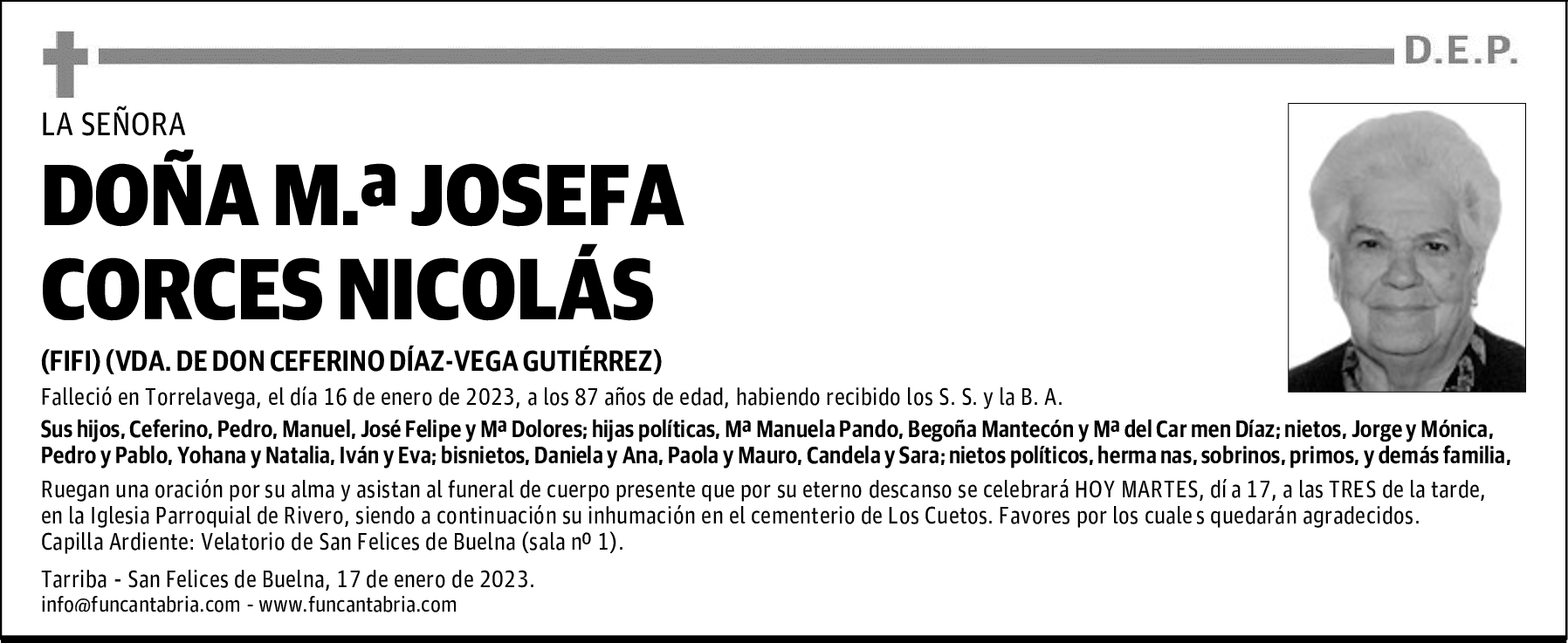 DOÑA M.ª JOSEFA CORCES NICOLÁS