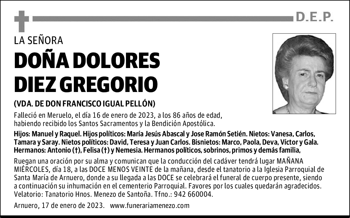 DOÑA DOLORES DIEZ GREGORIO