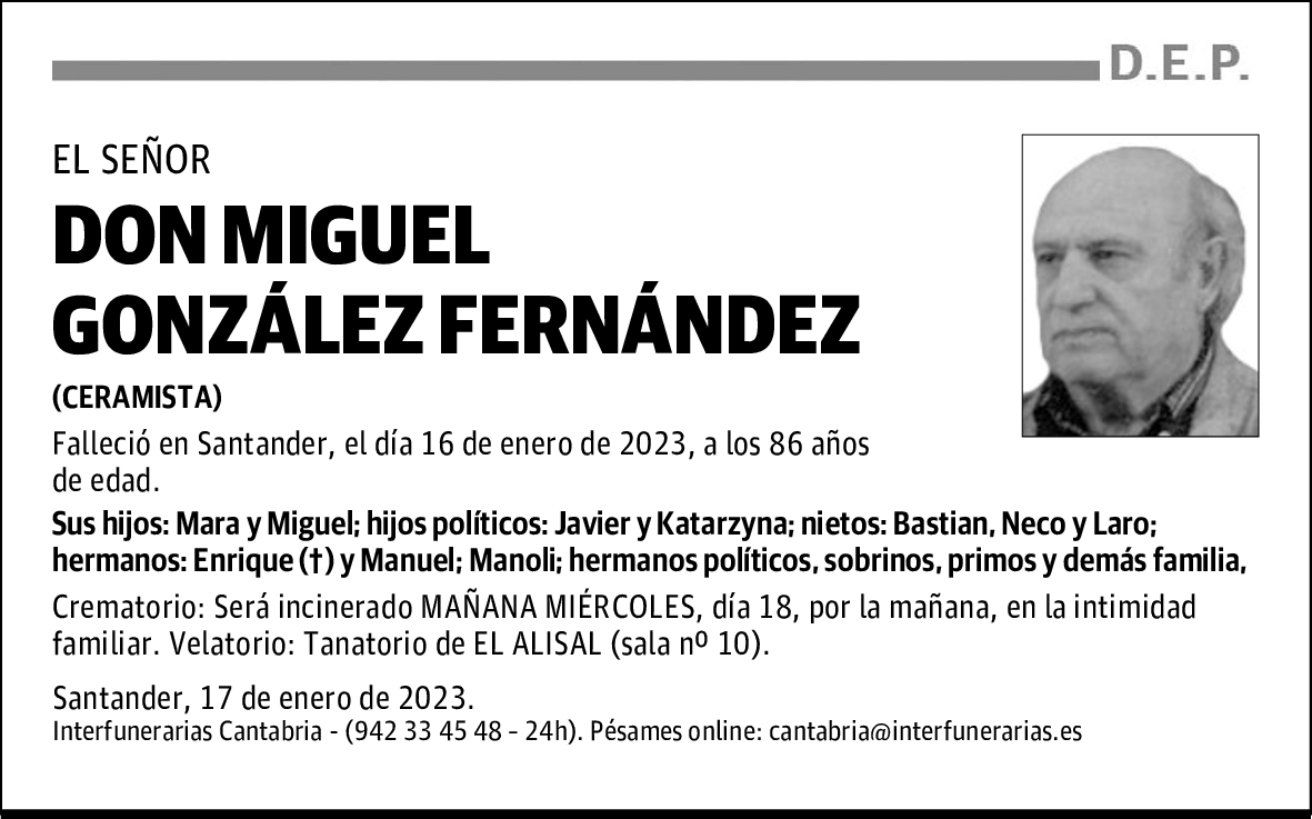 DON MIGUEL GONZÁLEZ FERNÁNDEZ