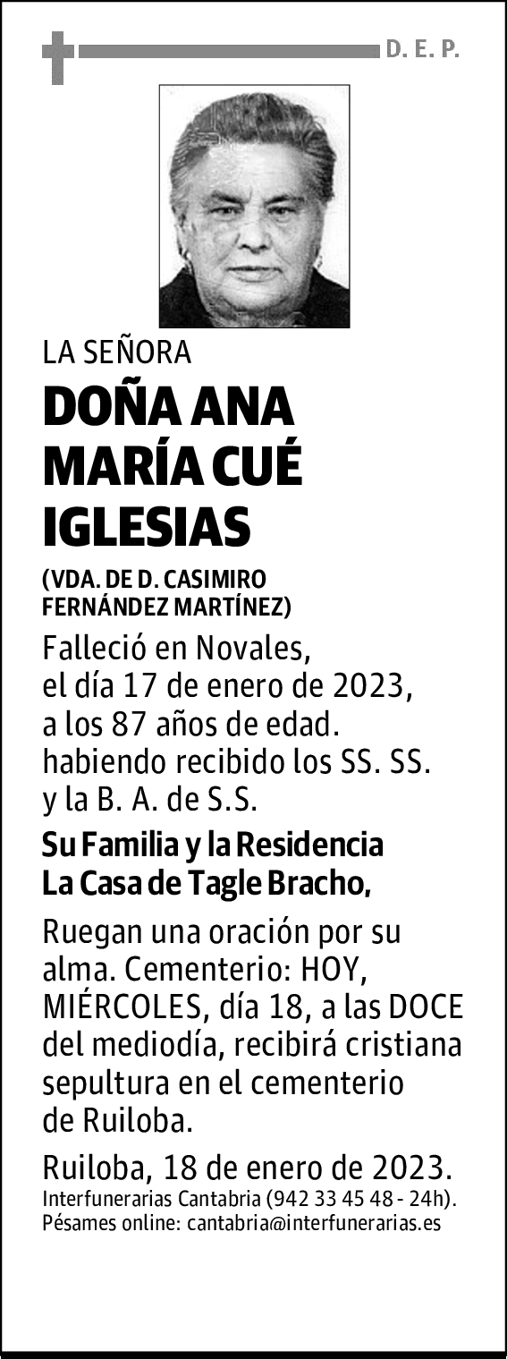 DOÑA ANA MARÍA CUÉ IGLESIAS