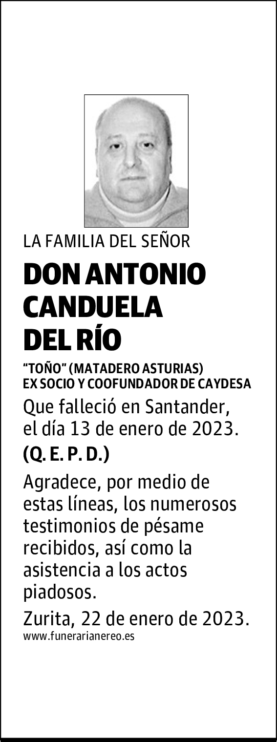 DON ANTONIO CANDUELA DEL RÍO