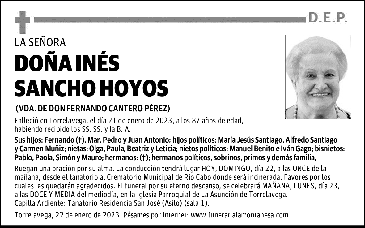DOÑA INÉS SANCHO HOYOS