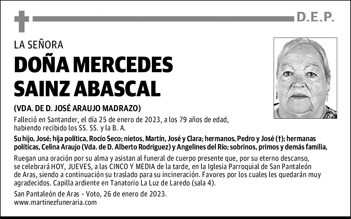 DOÑA MERCEDES SAINZ ABASCAL