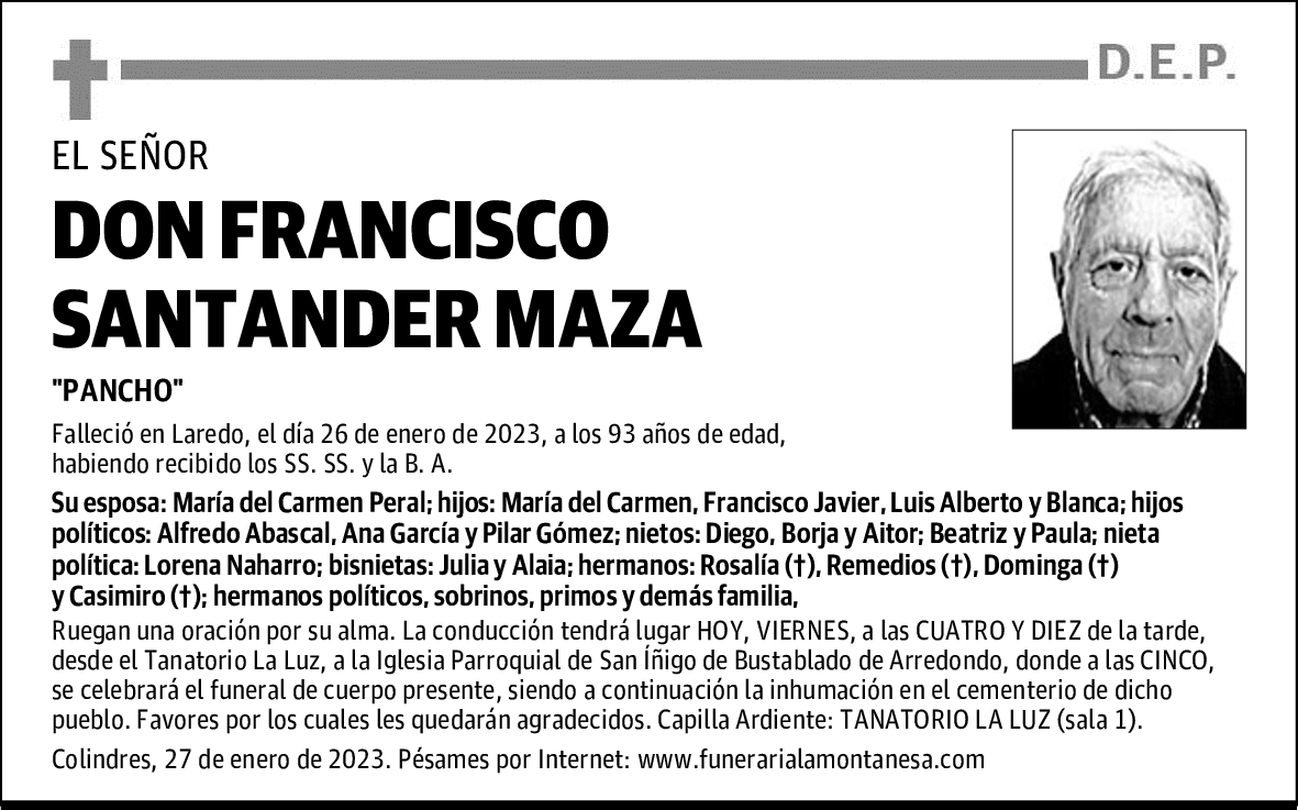 DON FRANCISCO SANTANDER MAZA
