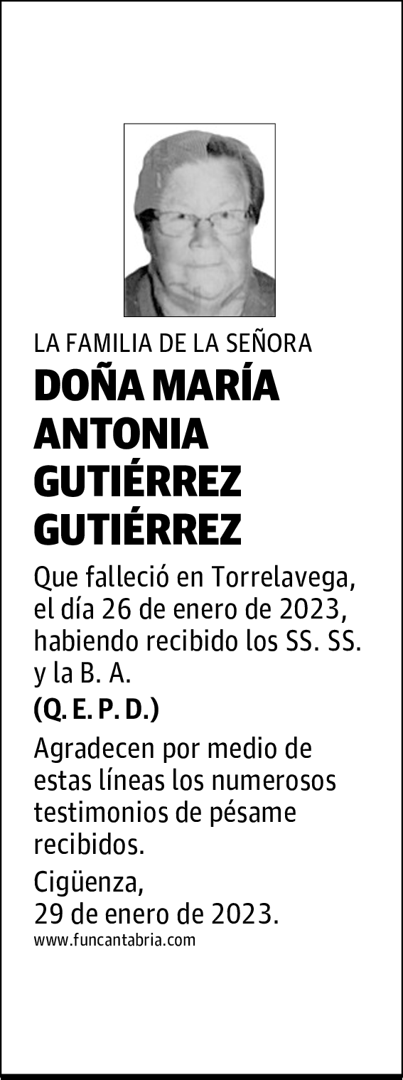 DOÑA M.ª ANTONIA GUTIÉRREZ GUTIÉRREZ