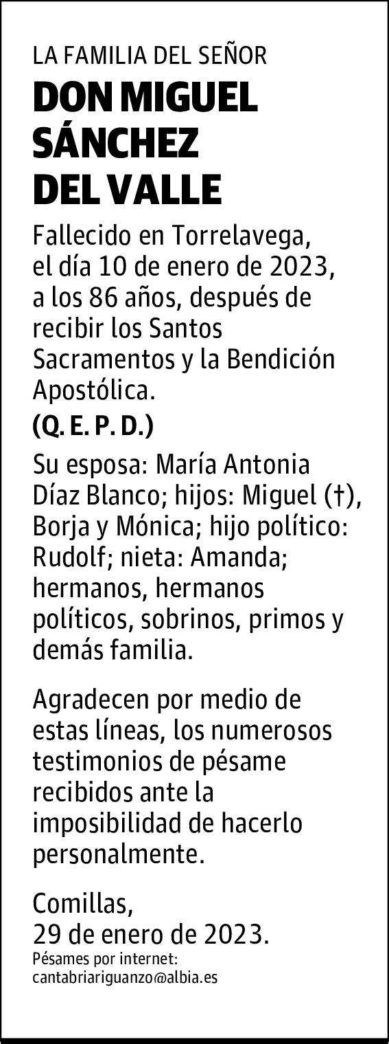 DON MIGUEL SÁNCHEZ DEL VALLE