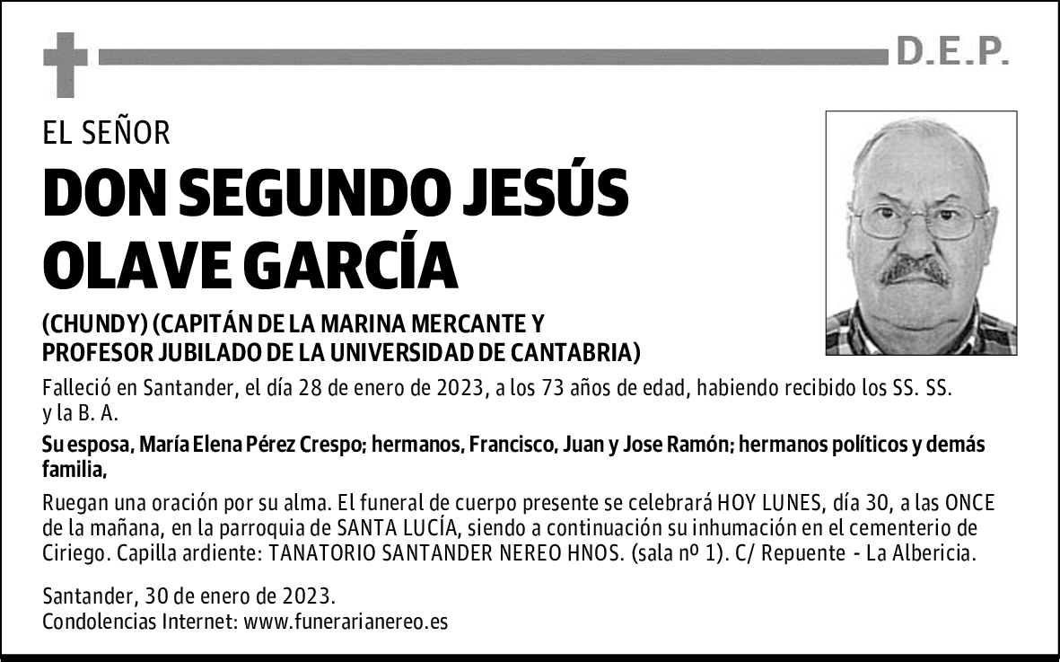 DON SEGUNDO JESÚS OLAVE GARCÍA