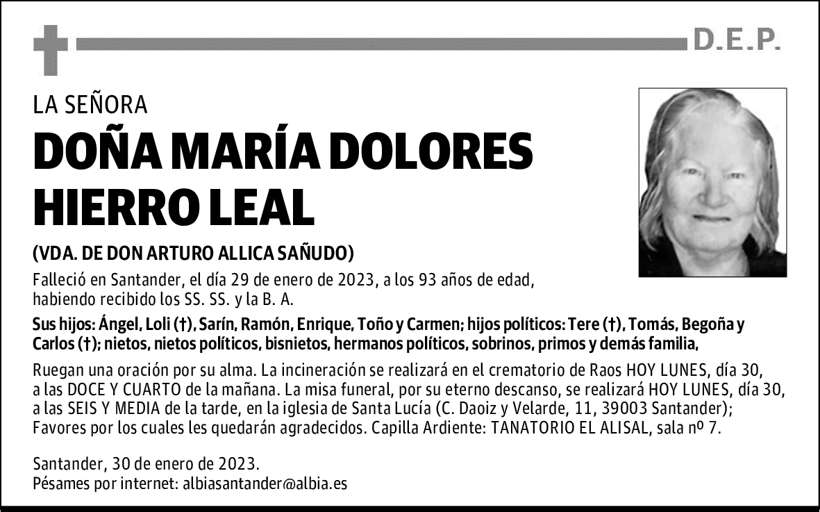 DOÑA MARÍA DOLORES HIERRO LEAL