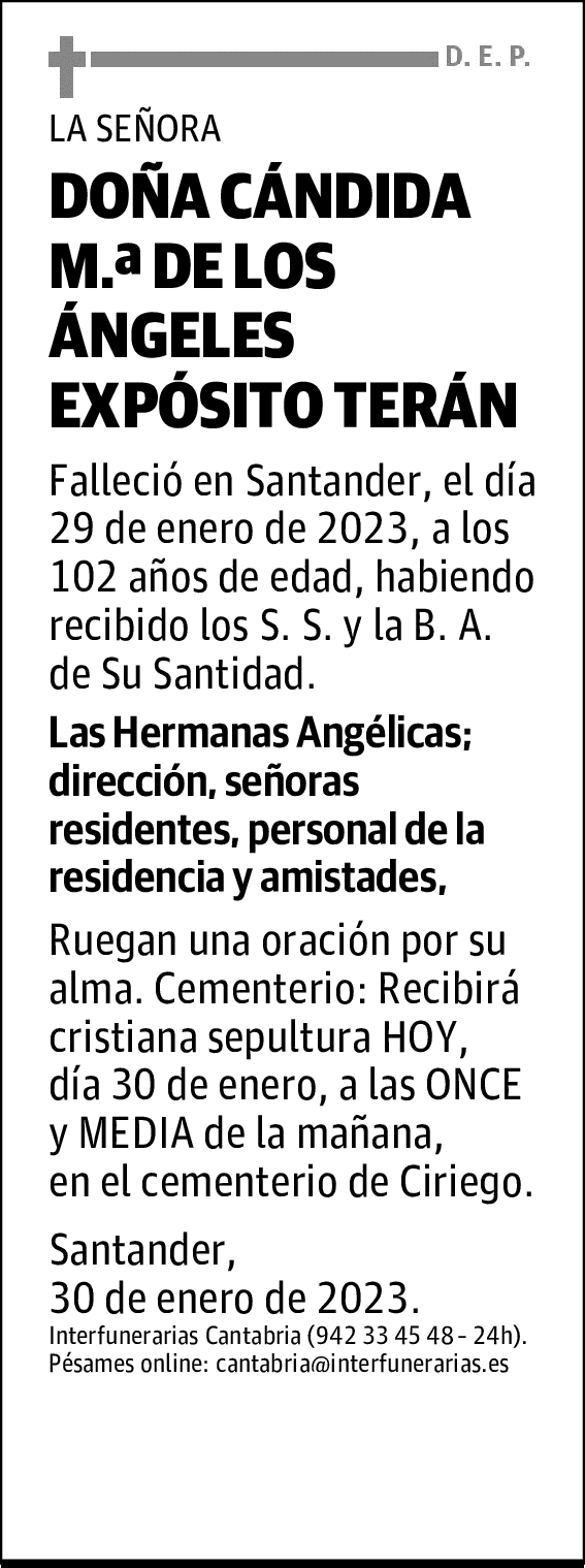 DOÑA CÁNDIDA M.ª DE LOS ÁNGELES EXPÓSITO TERÁN