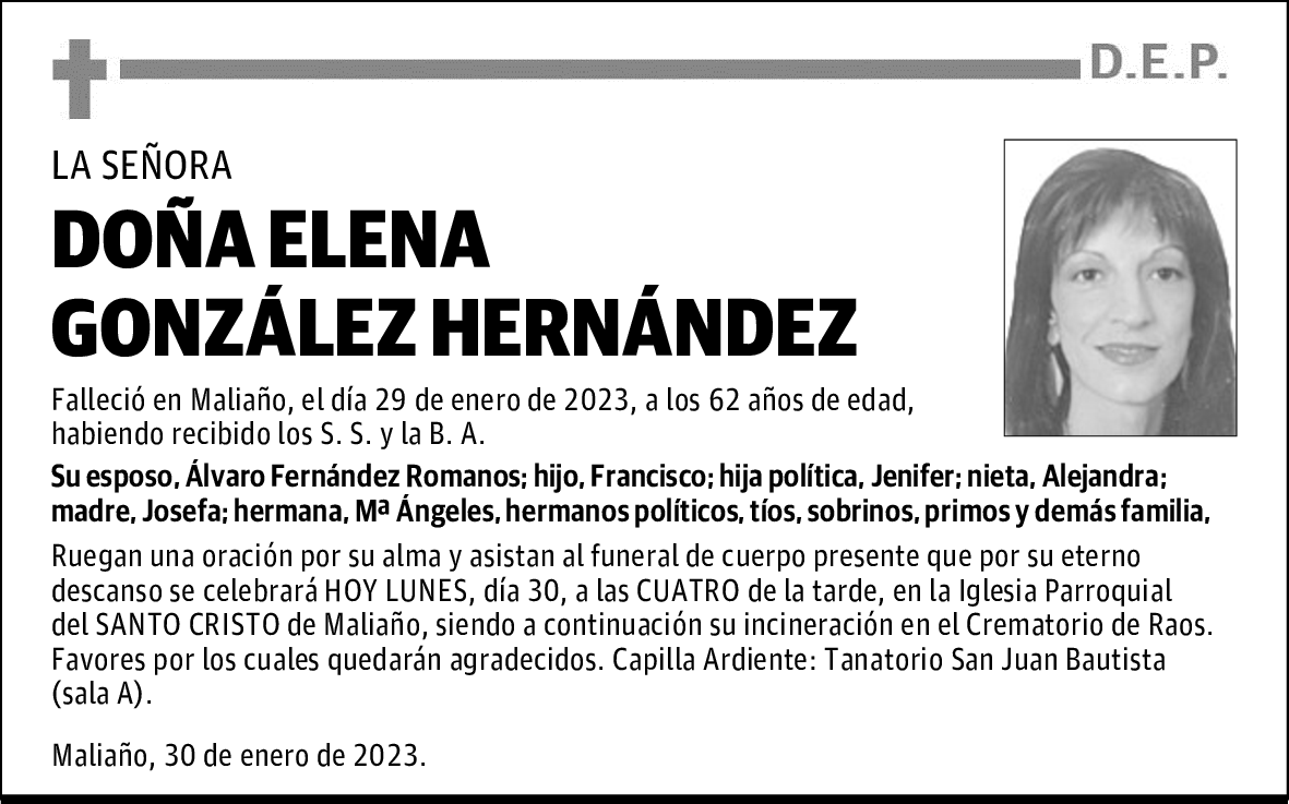 DOÑA ELENA GONZÁLEZ HERNÁNDEZ