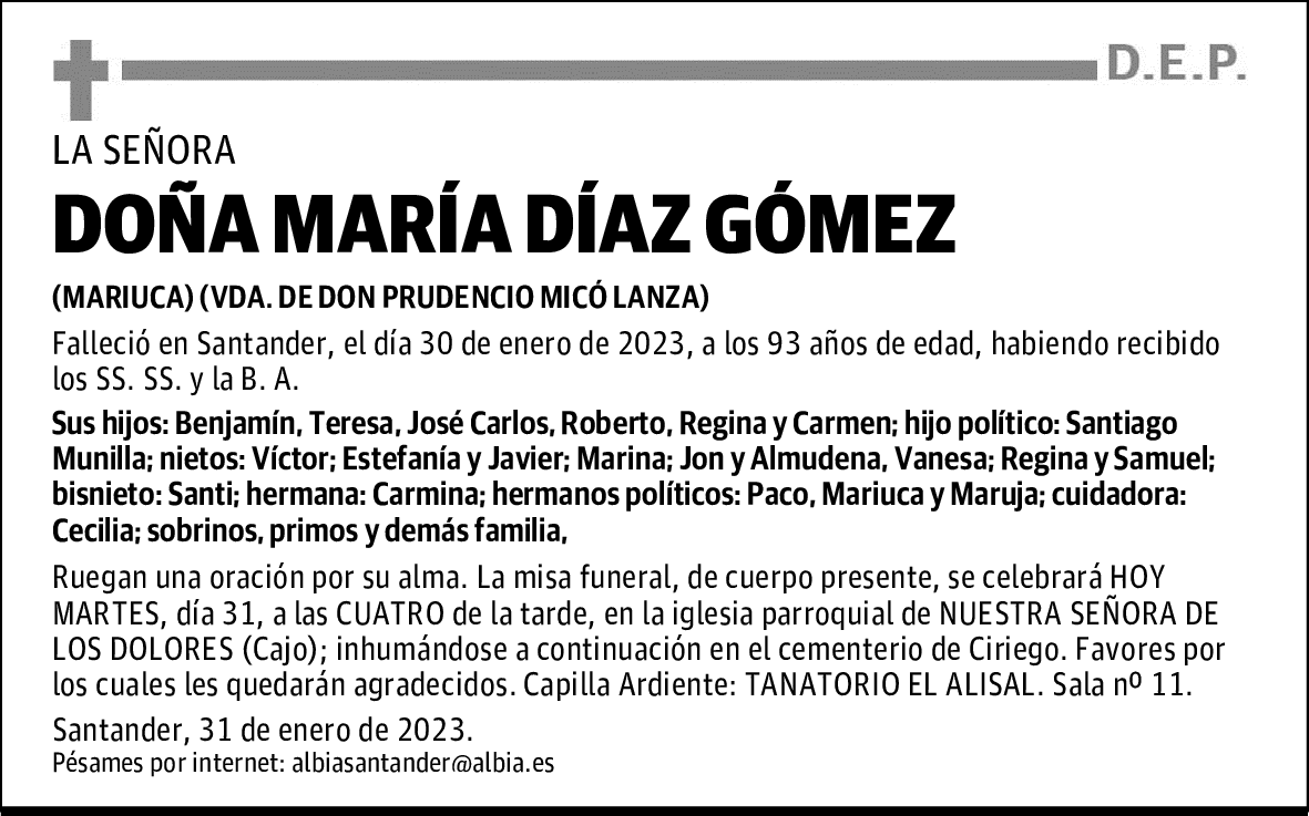 DOÑA MARÍA DÍAZ GÓMEZ