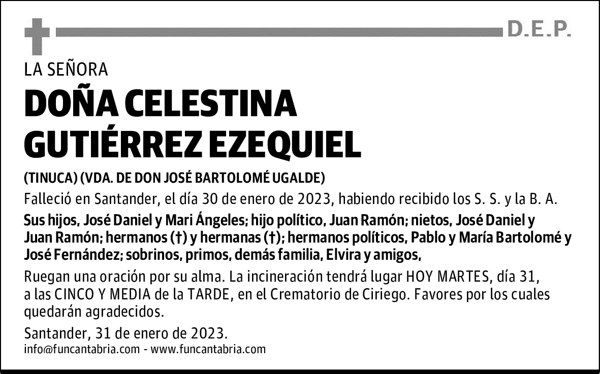 DOÑA CELESTINA GUTIÉRREZ EZEQUIEL