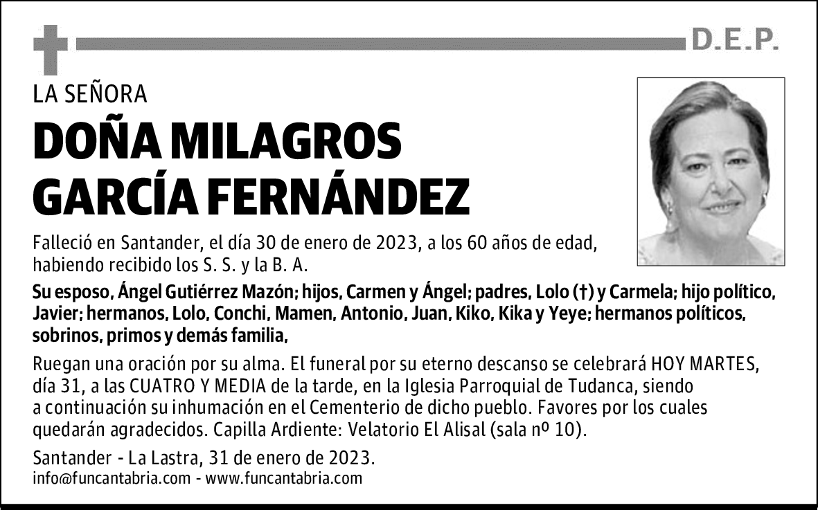 DOÑA MILAGROS GARCÍA FERNÁNDEZ
