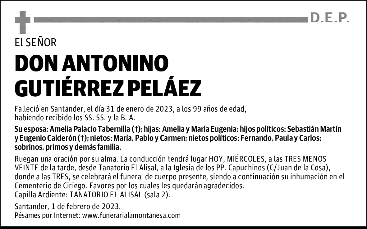 DON ANTONINO GUTIÉRREZ PELÁEZ