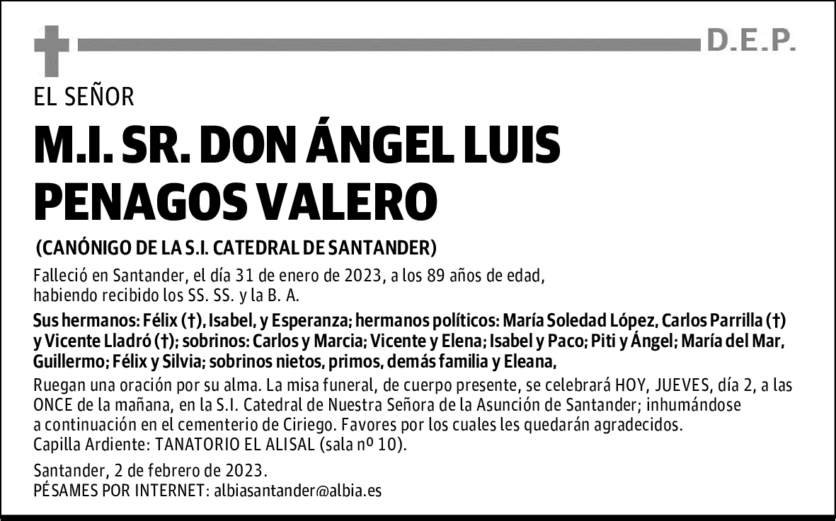 DON ÁNGEL LUIS PENAGOS VALERO