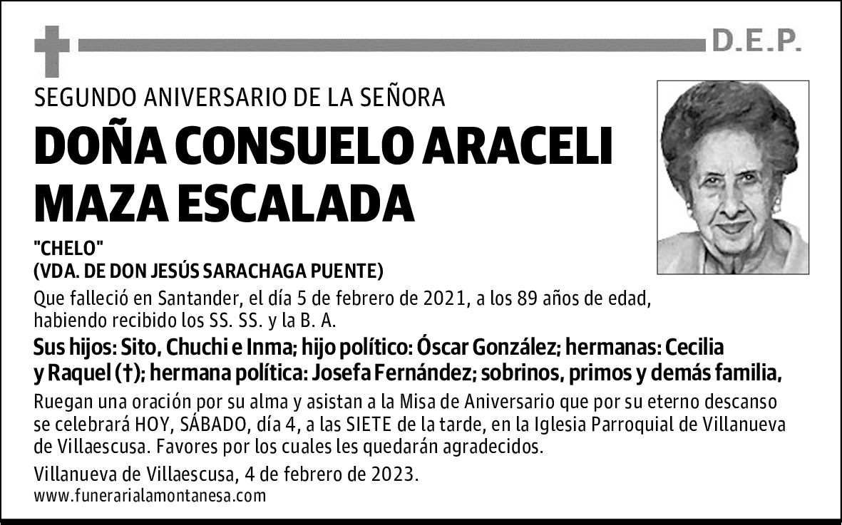 DOÑA CONSUELO ARACELI MAZA ESCALADA