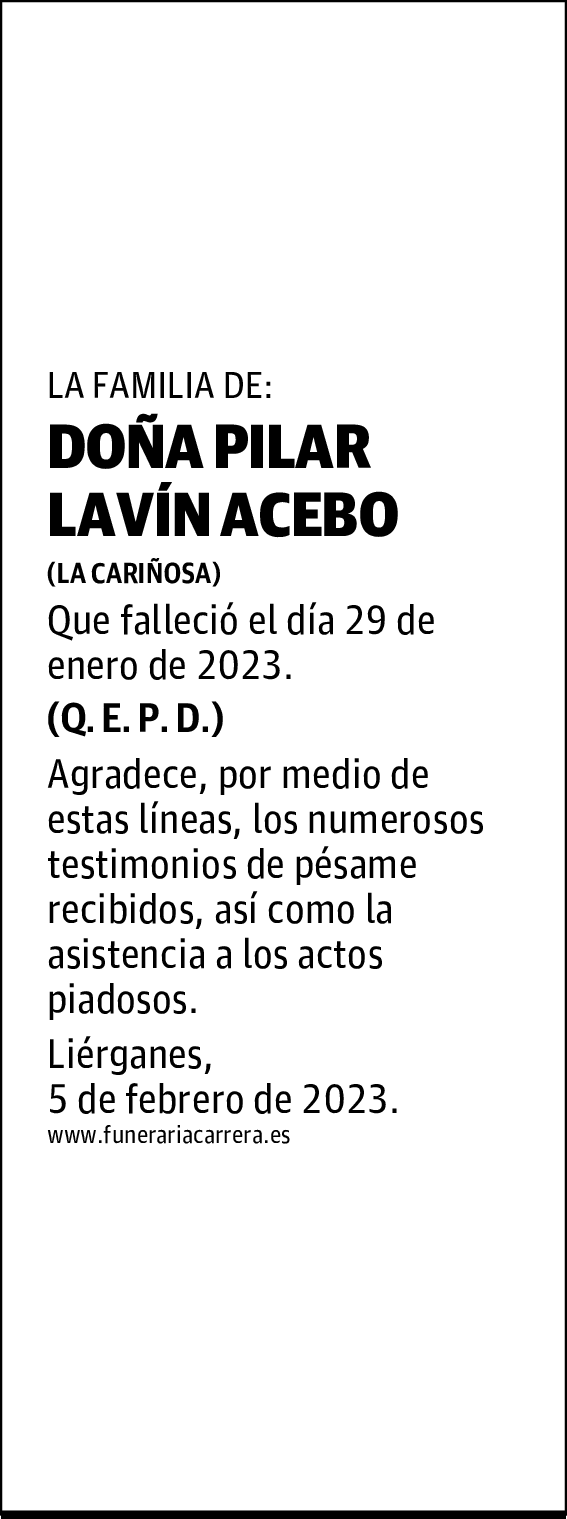 DOÑA PILAR LAVÍN ACEBO