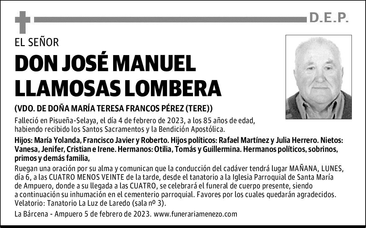 DON JOSÉ MANUEL LLAMOSAS LOMBERA