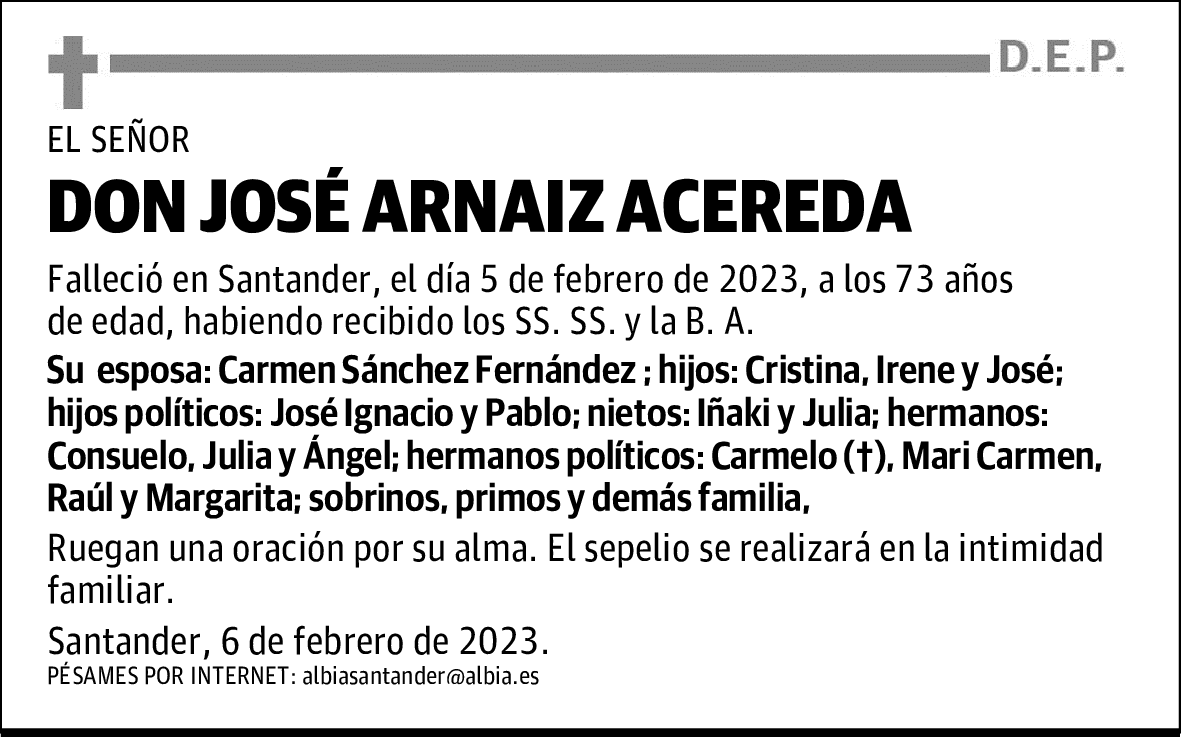 DON JOSÉ ARNAIZ ACEREDA