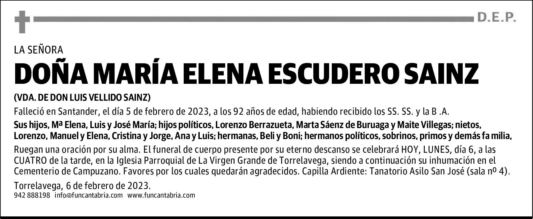 DOÑA MARÍA ELENA ESCUDERO SAINZ