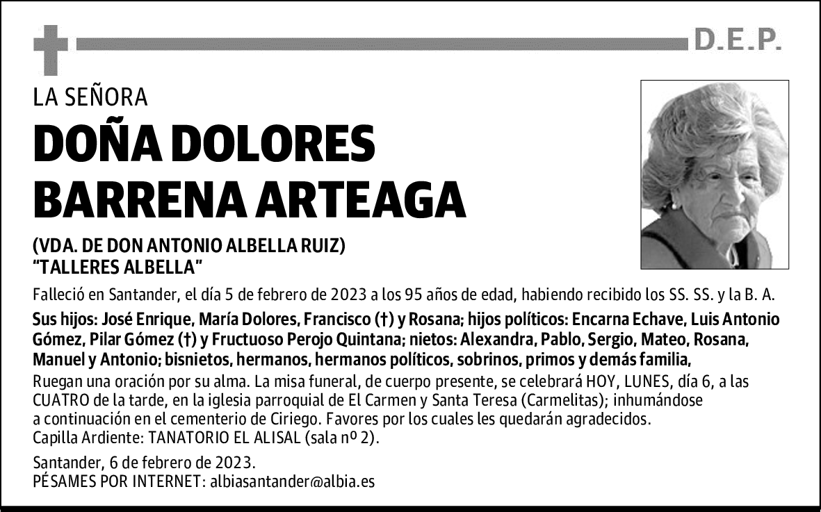 DOÑA DOLORES BARRENA ARTEAGA