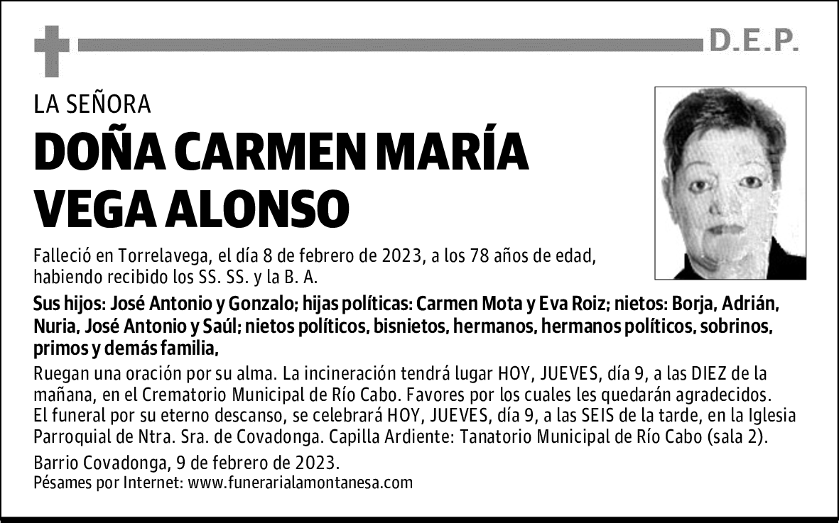 DOÑA CARMEN MARÍA VEGA ALONSO