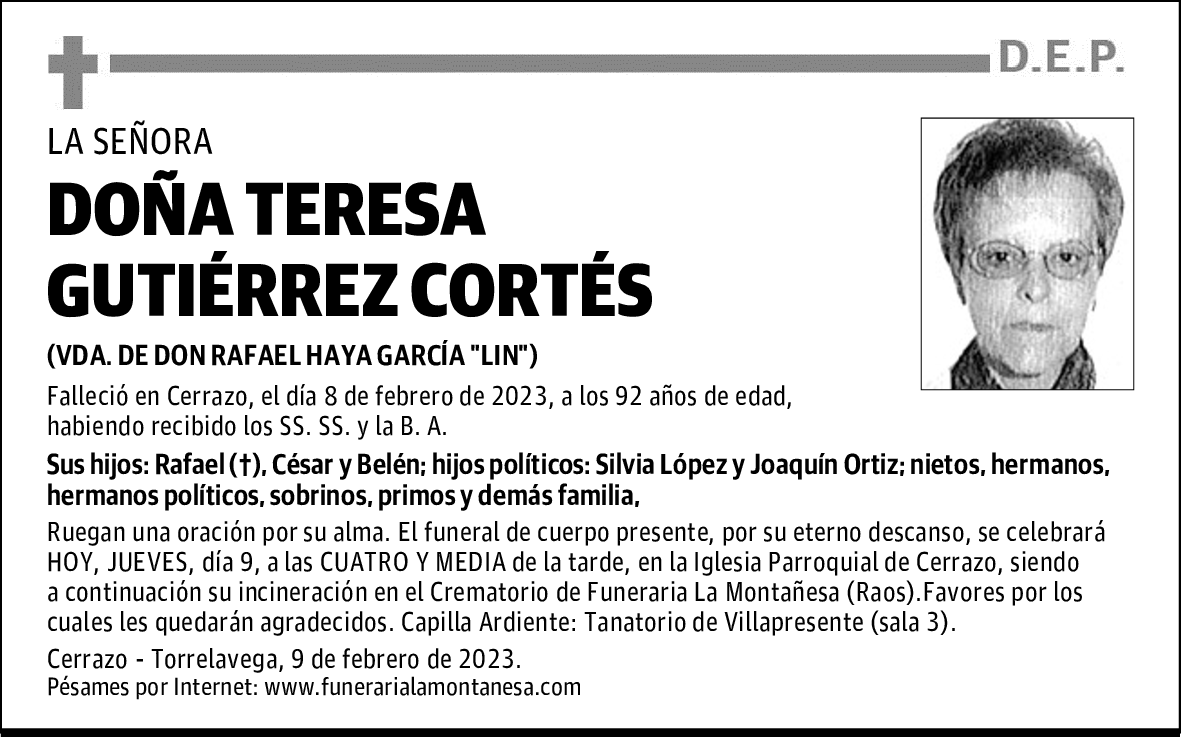 DOÑA TERESA GUTIÉRREZ CORTÉS