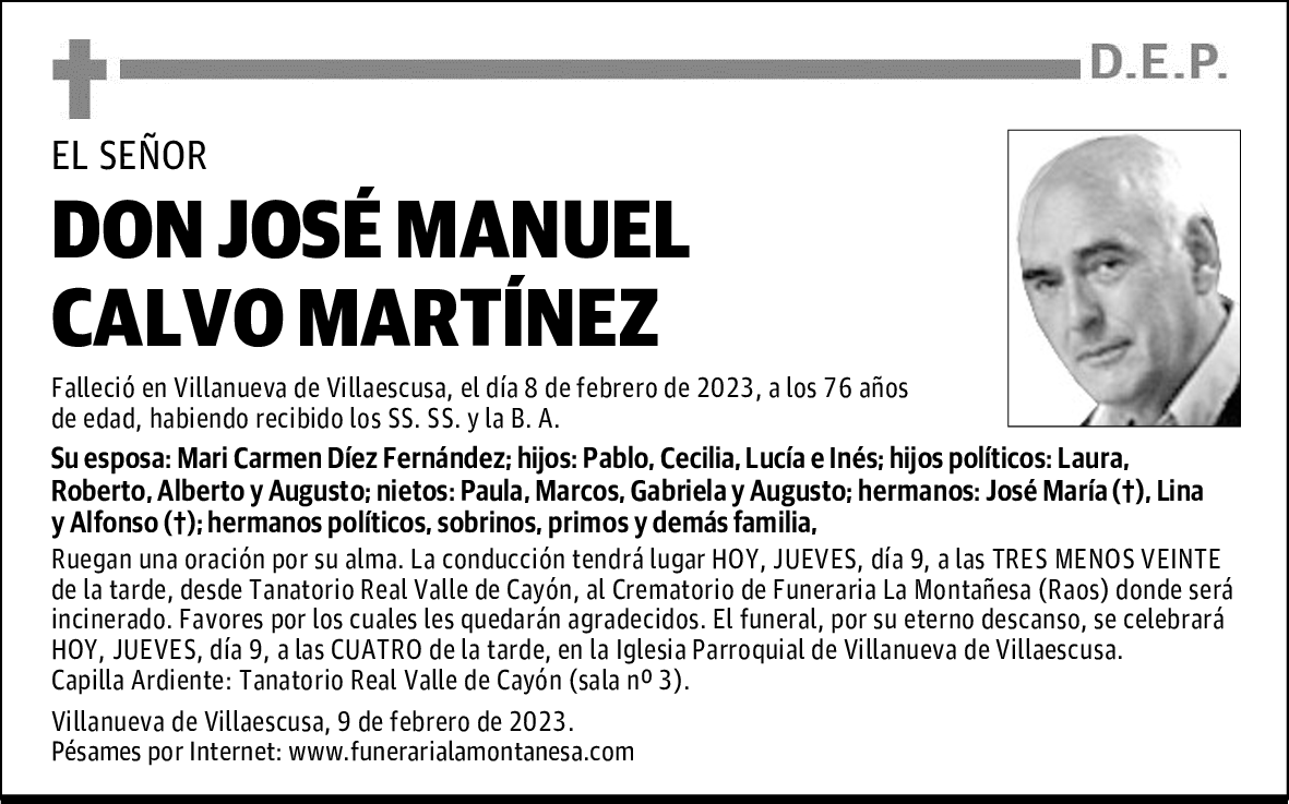 DON JOSÉ MANUEL CALVO MARTÍNEZ