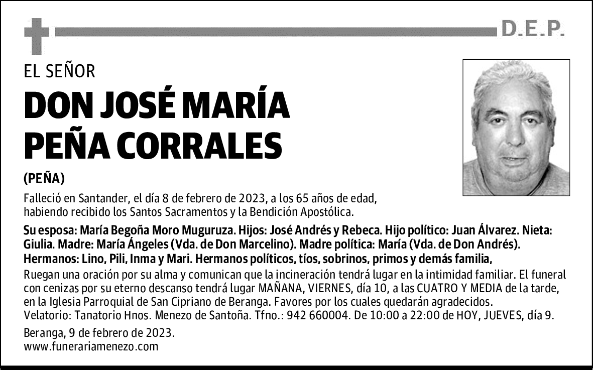 DON JOSÉ MARÍA PEÑA CORRALES