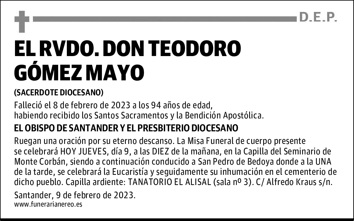EL RVDO.D. TEODORO GÓMEZ MAYO