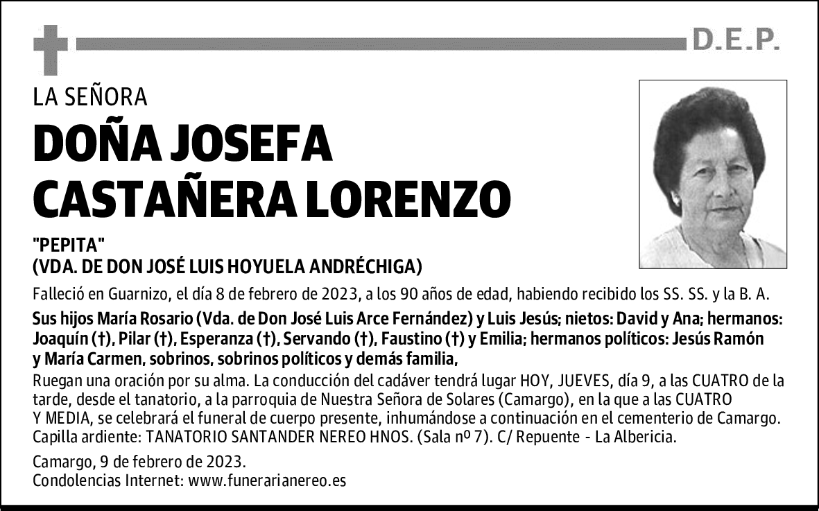 DOÑA JOSEFA CASTAÑERA LORENZO