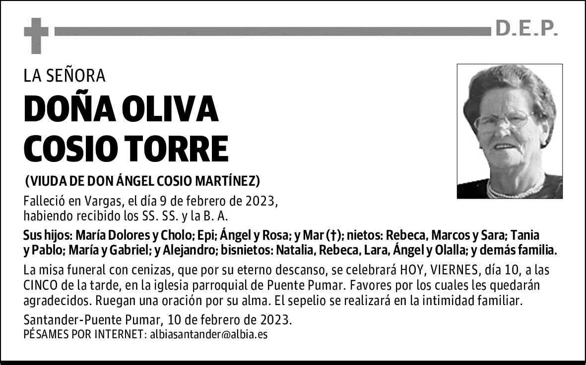 DOÑA OLIVA COSIO TORRE