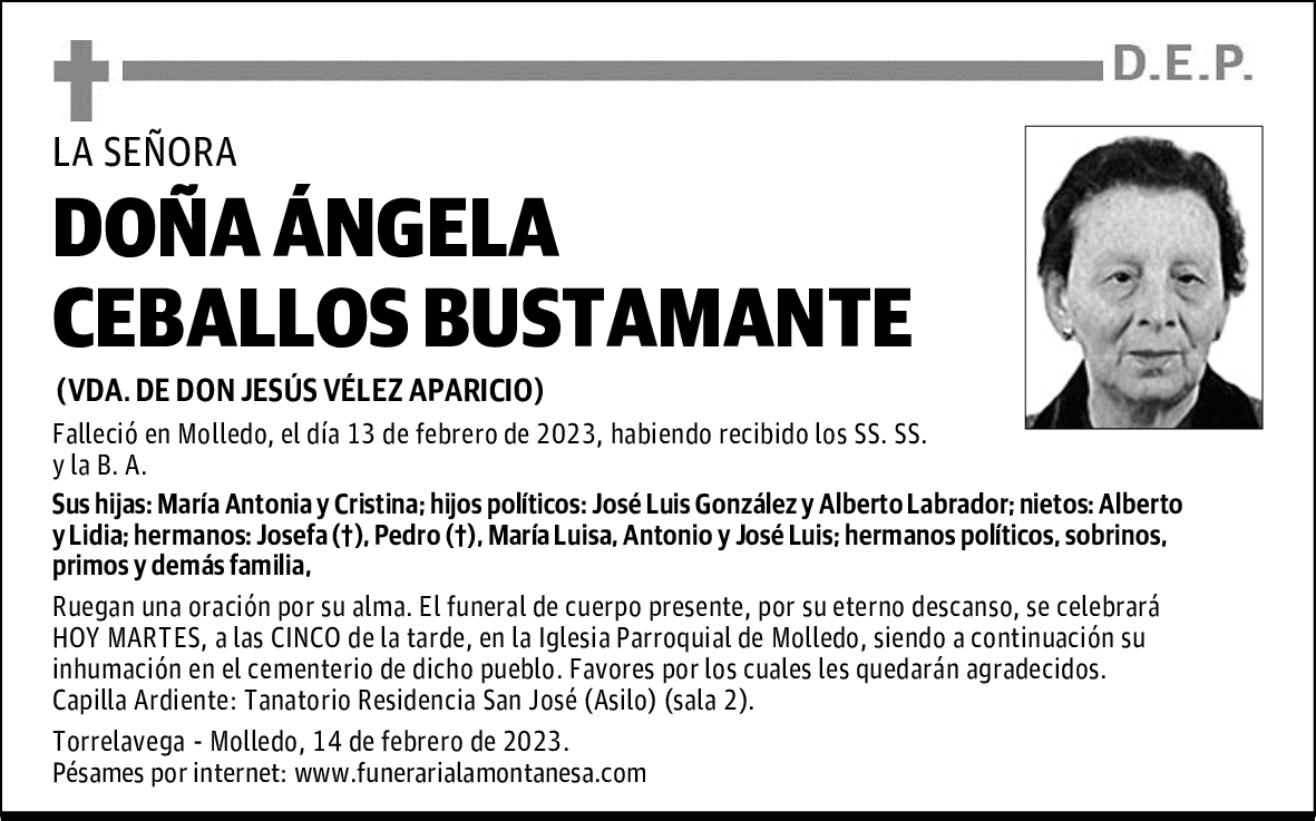 DOÑA ÁNGELA CEBALLOS BUSTAMANTE
