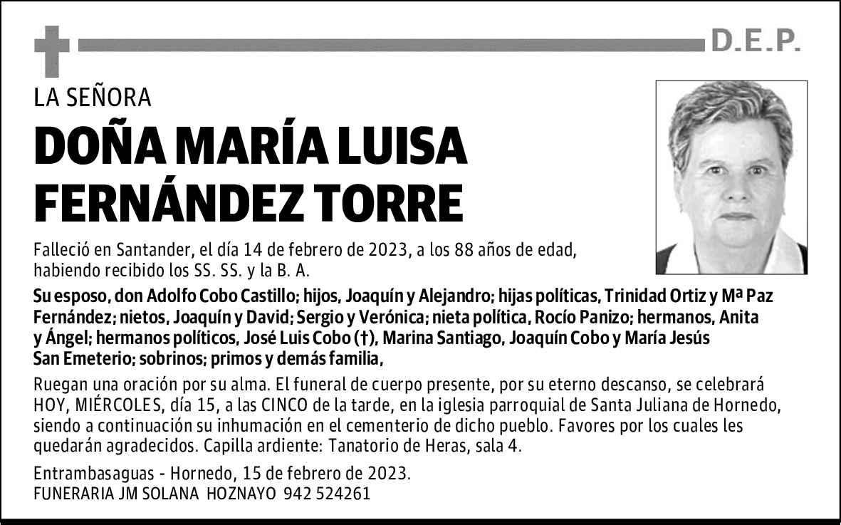 DOÑA MARÍA LUISA FERNÁNDEZ TORRE