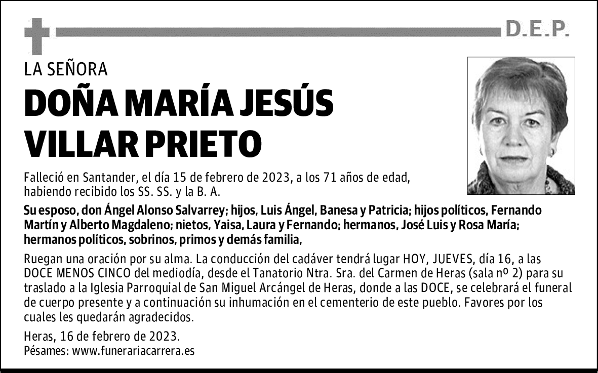 DOÑA MARÍA JESÚS VILLAR PRIETO