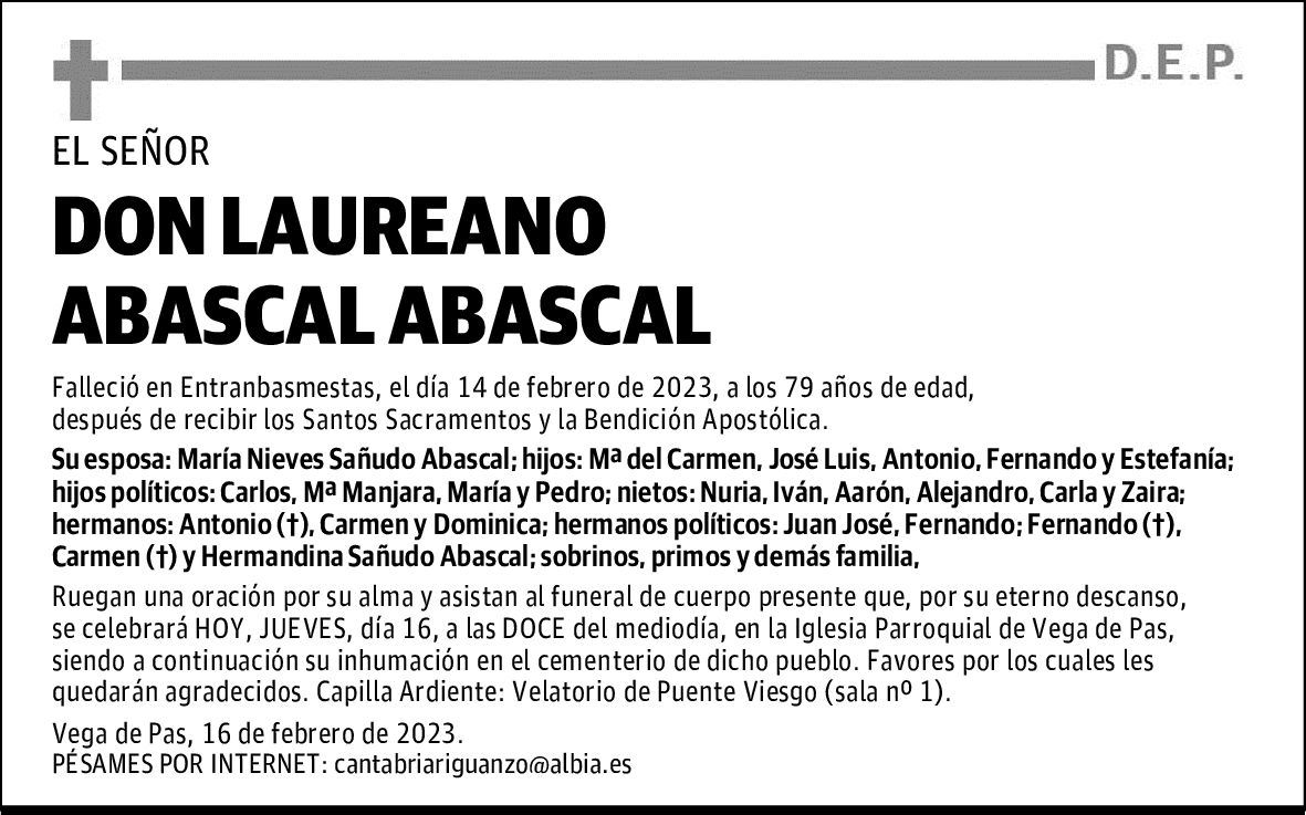 DON LAUREANO ABASCAL ABASCAL