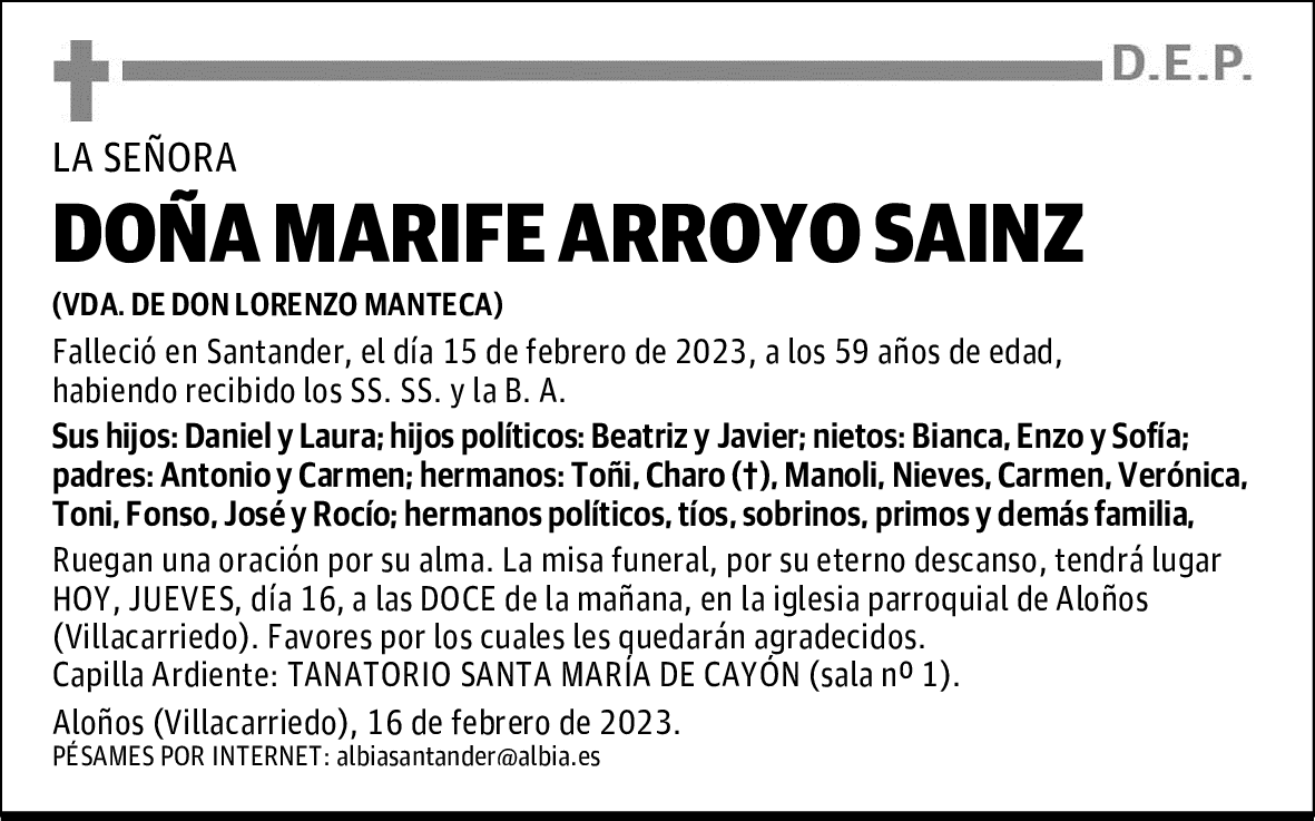 DOÑA MARIFE ARROYO SAINZ