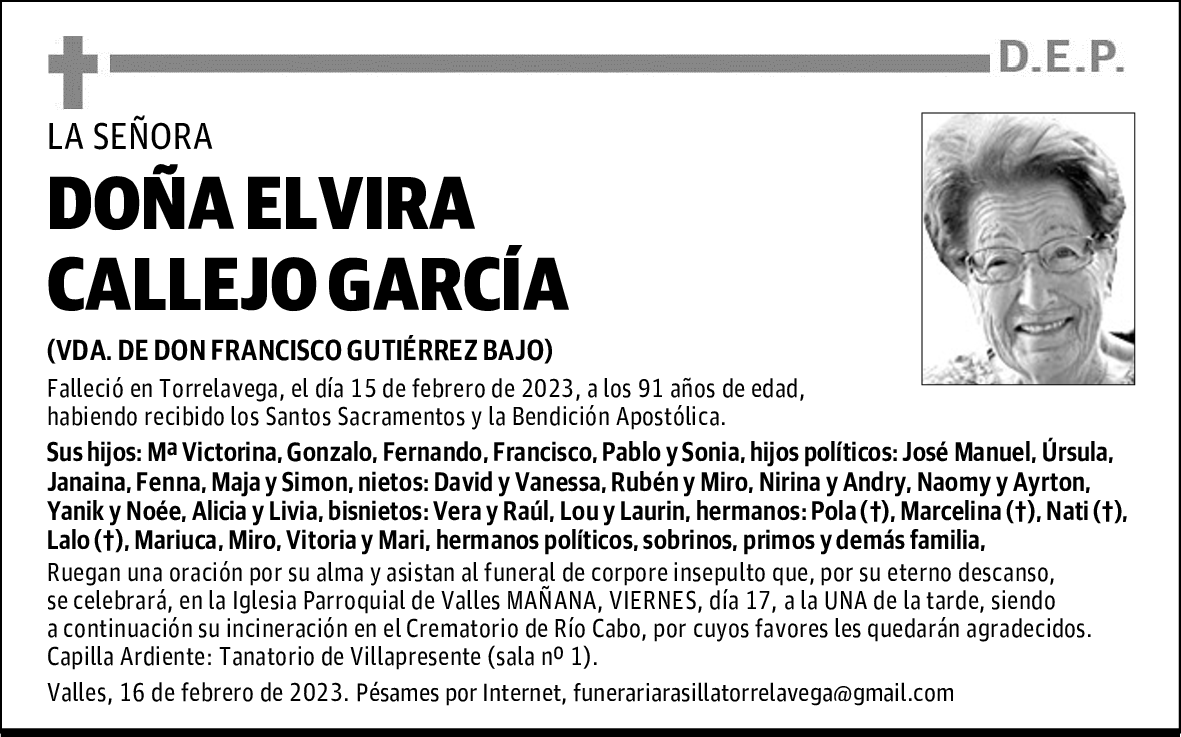 DOÑA ELVIRA CALLEJO GARCÍA