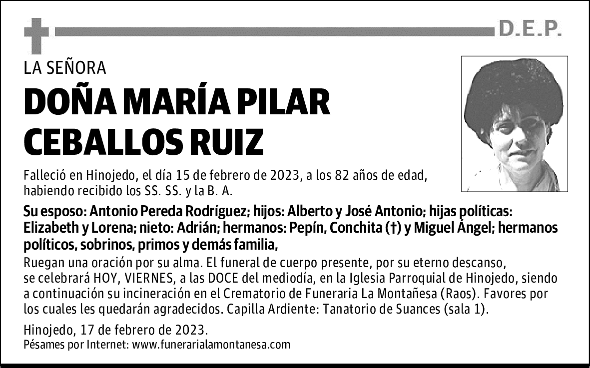 DOÑA MARÍA PILAR CEBALLOS RUIZ