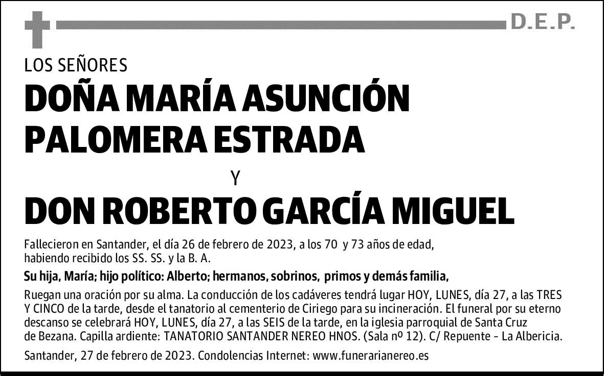 DOÑA MARÍA ASUNCIÓN PALOMERA ESTRADA
