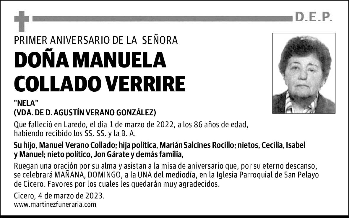 DOÑA MANUELA COLLADO VERRIRE