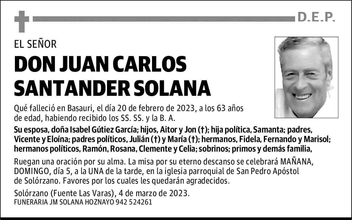 DON JUAN CARLOS SANTANDER SOLANA