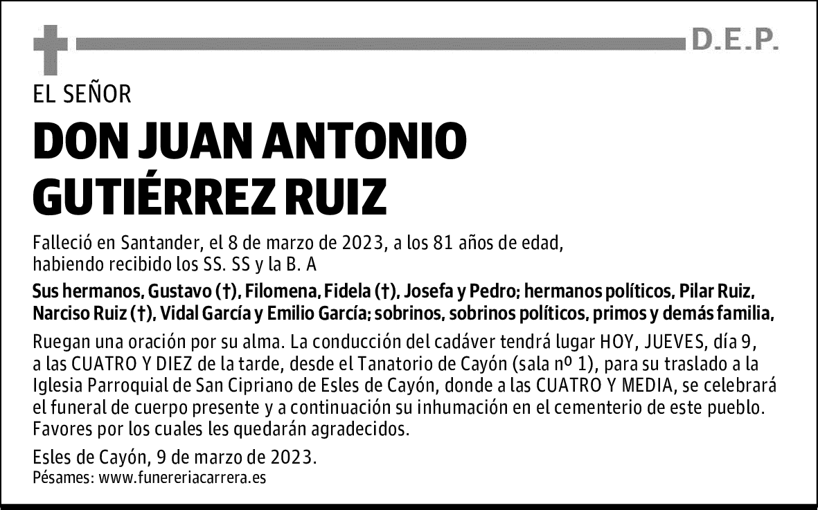 DON JUAN ANTONIO GUTIÉRREZ RUIZ
