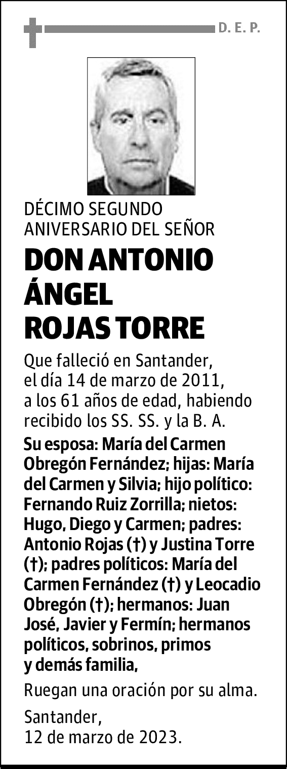 DON ANTONIO ÁNGEL ROJAS TORRE
