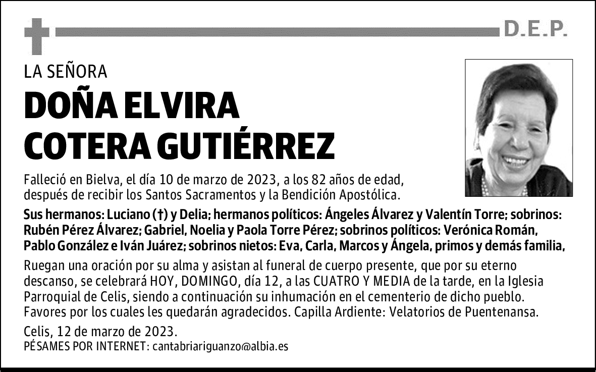 DOÑA ELVIRA COTERA GUTÉRREZ