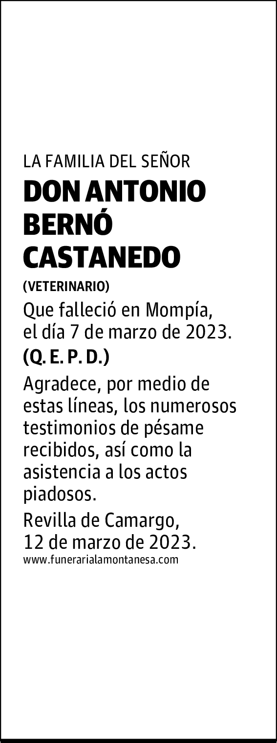 DON ANTONIO BERNÓ CASTANEDO