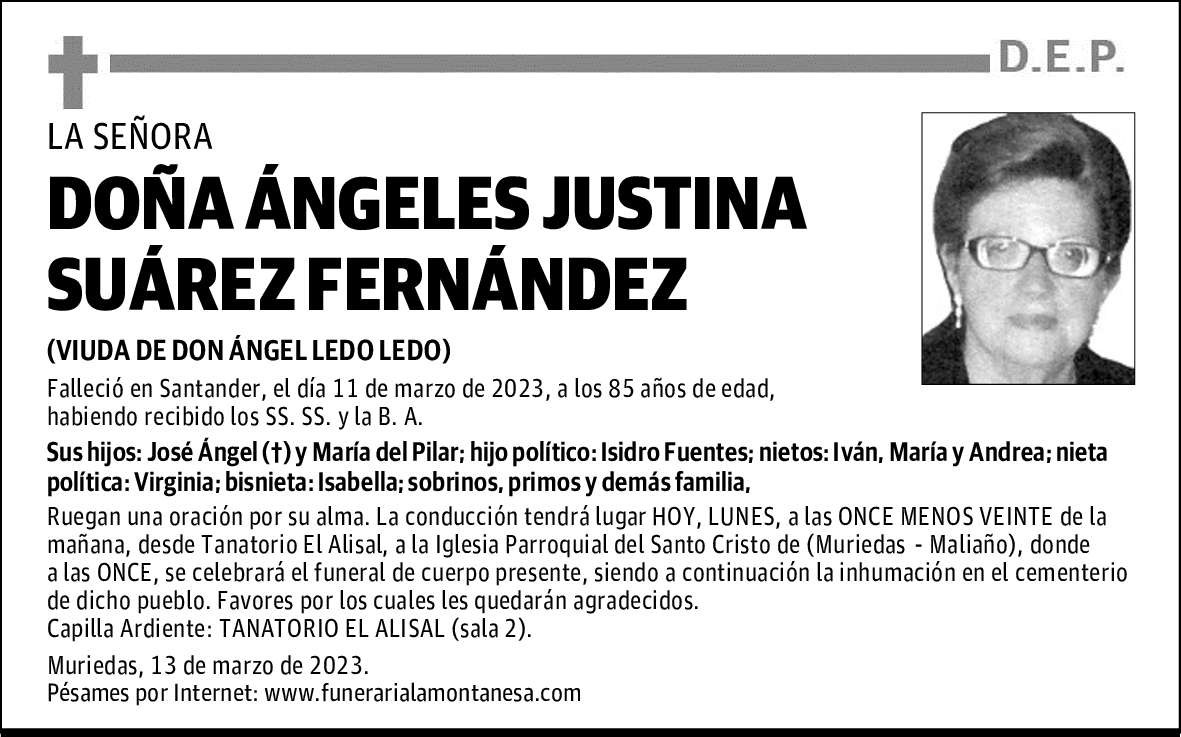 DOÑA ÁNGELES JUSTINA SUÁREZ FERNÁNDEZ