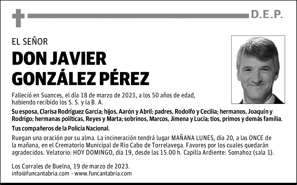 DON JAVIER GONZÁLEZ PÉREZ